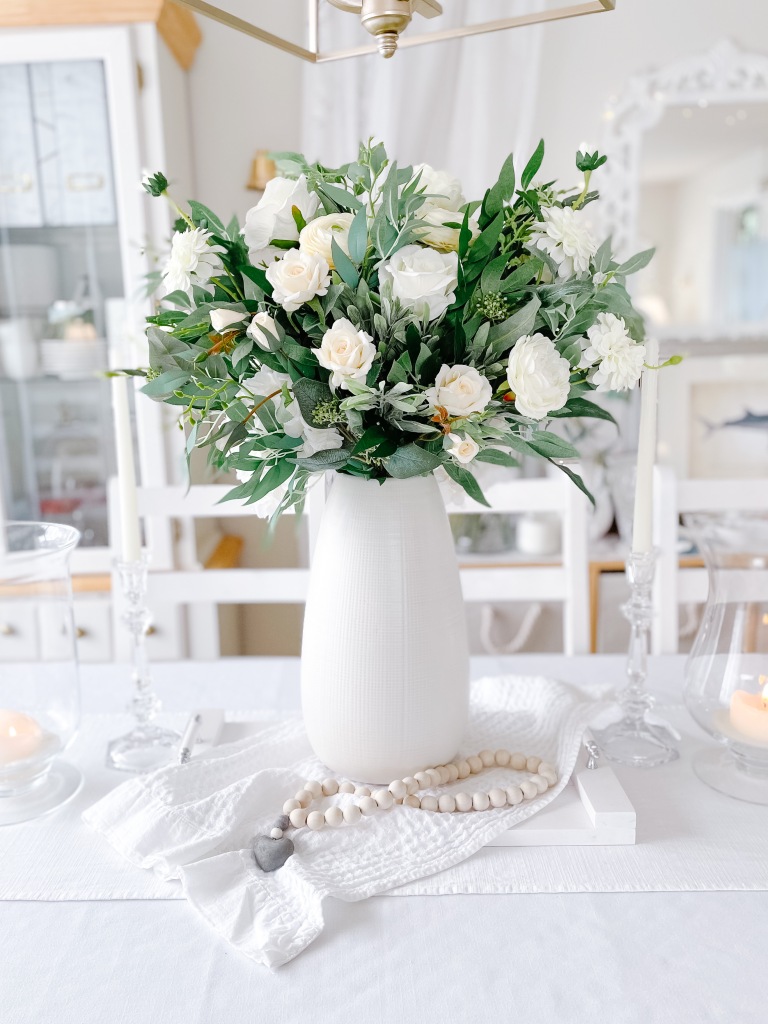 WHITE & GREEN FLORAL ARRANGEMENT WITH FLORALS FOR LESS
